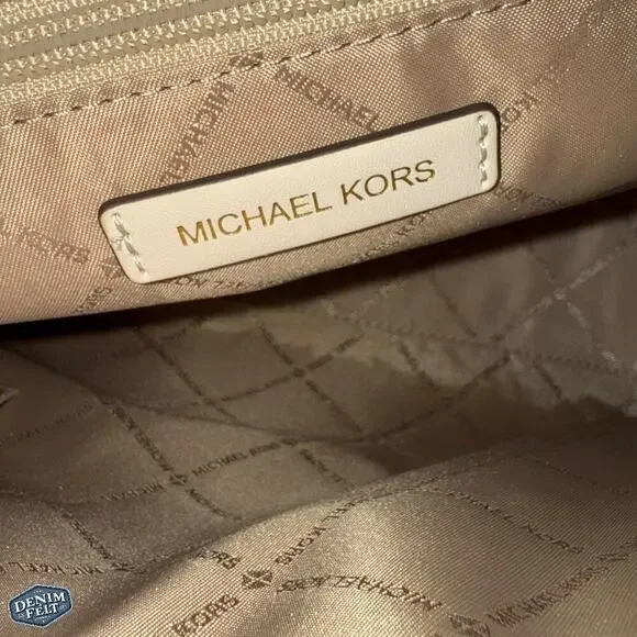 MICHAEL KORS Light Cream Coated Canvas Leida Large Tote Bag/PurseNEW/NWT!!